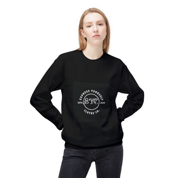 Product Image and Link for EYC Express Yourself Crewneck Sweatshirt – Unisex Midweight Fleece with QR Code