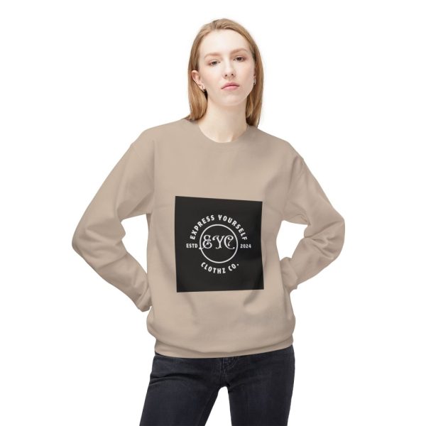 Product Image and Link for EYC Express Yourself Crewneck Sweatshirt – Unisex Midweight Fleece with QR Code