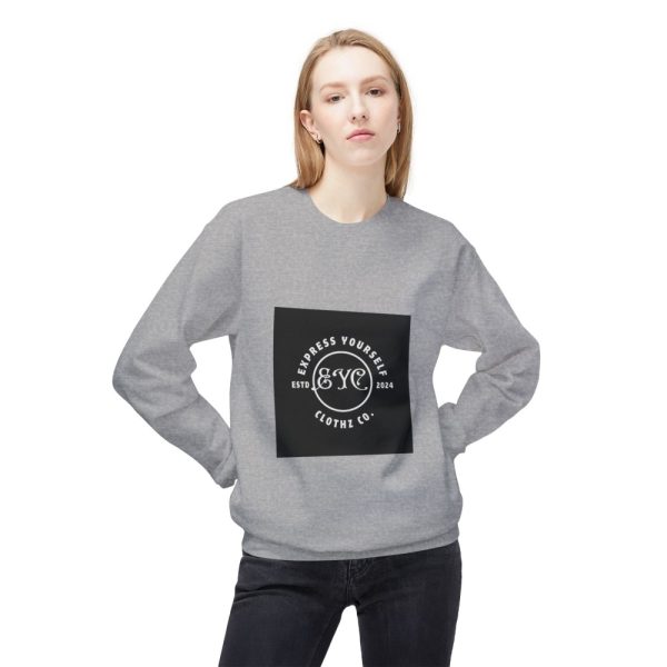 Product Image and Link for EYC Express Yourself Crewneck Sweatshirt – Unisex Midweight Fleece with QR Code