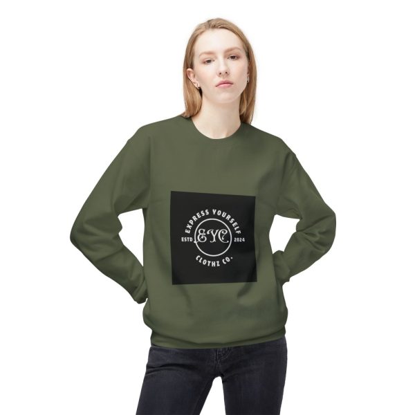 Product Image and Link for EYC Express Yourself Crewneck Sweatshirt – Unisex Midweight Fleece with QR Code