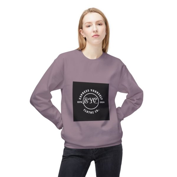 Product Image and Link for EYC Express Yourself Crewneck Sweatshirt – Unisex Midweight Fleece with QR Code