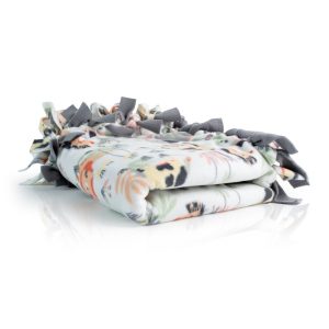 Product Image and Link for No Sew Anti-Pill Fleece Tie Blanket – 🦒 Sweet Jungle Cuddles Print w/ Grey Alloy ⚙️Solid Backing