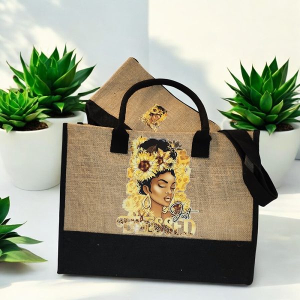 Product Image and Link for Burlap Tote Bag Set – Inspirational