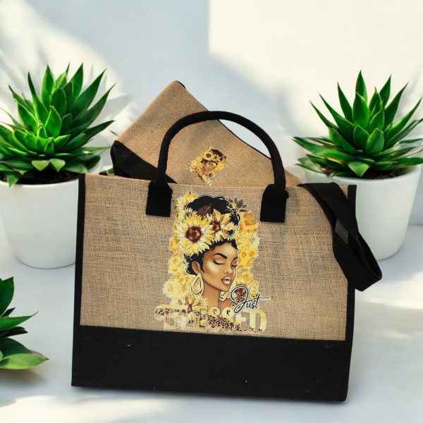 Product Image and Link for Burlap Tote Bag Set – Inspirational