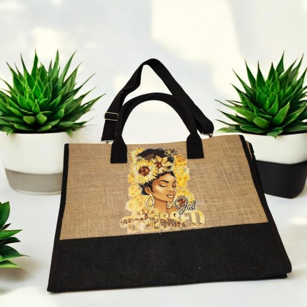 Product Image and Link for Burlap Tote Bag Set – Inspirational