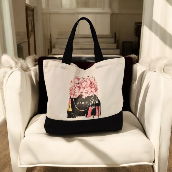 Product Image and Link for Paris Fashion Design-Pink, Black and White Patchwork Canvas Bag Set