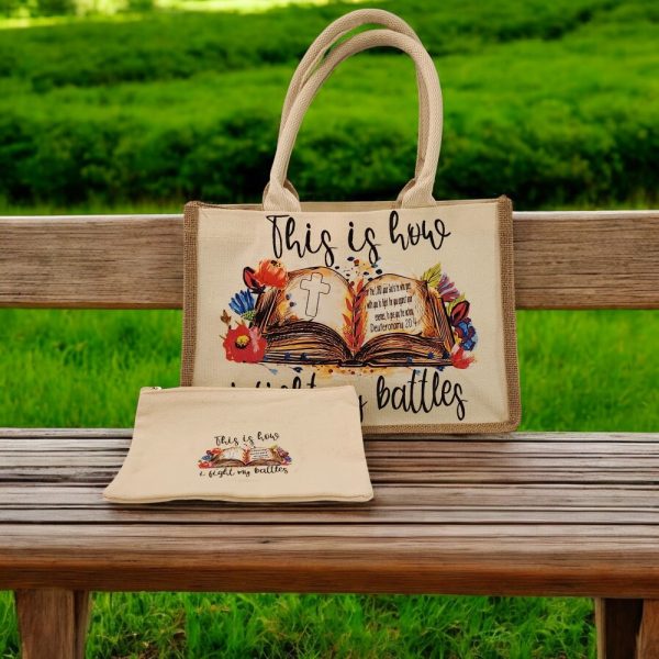 Product Image and Link for Canvas and Jute Tote with Matching Cosmetic Bag