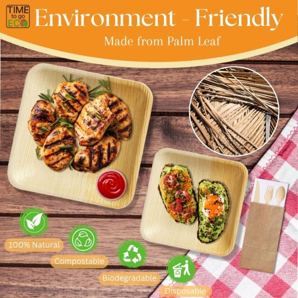 Product Image and Link for TIME TO GO ECO 100% Compostable Palm Leaf Dinnerware Set For 25 Guests