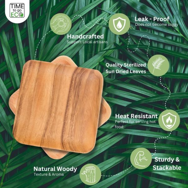 Product Image and Link for TIME TO GO ECO 100% Compostable Palm Leaf Dinnerware Set For 50 Guests