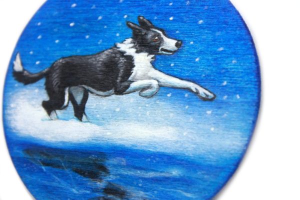 Product Image and Link for Sleet: A Border Collie Painted Wood Christmas Ornament from the Compendium of Coruscant Canines