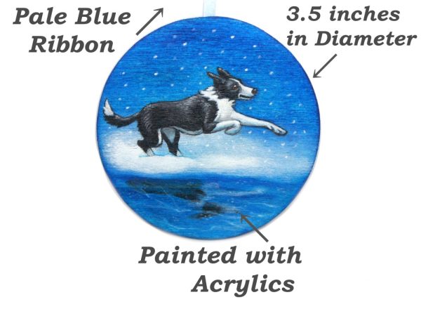 Product Image and Link for Sleet: A Border Collie Painted Wood Christmas Ornament from the Compendium of Coruscant Canines