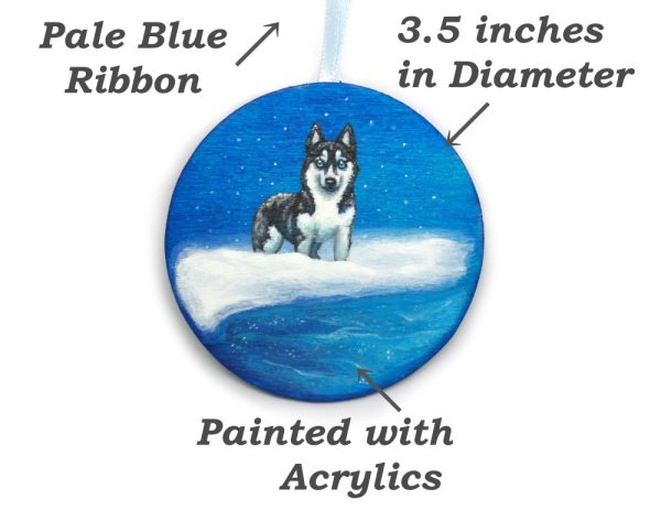 Product Image and Link for Frostsbite: A Siberian Husky Painted Wood Christmas Ornament from the Compendium of Coruscant Canines