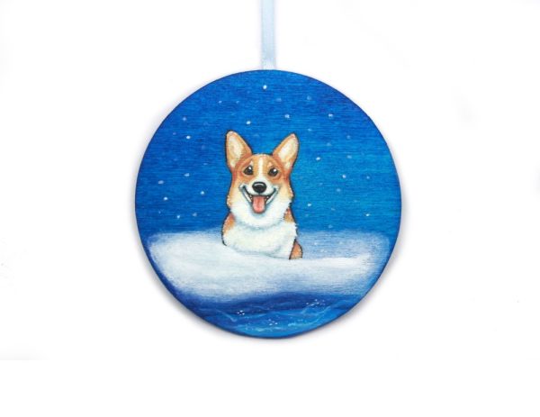 Product Image and Link for Brawnpaw: A Corgi Painted Wood Christmas Ornament from the Compendium of Coruscant Canines