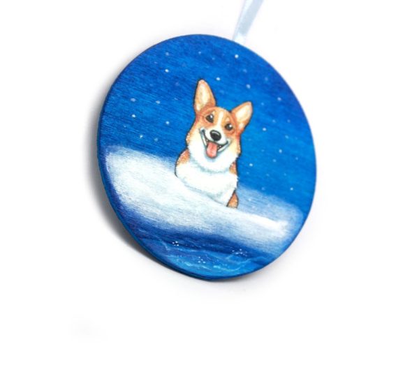 Product Image and Link for Brawnpaw: A Corgi Painted Wood Christmas Ornament from the Compendium of Coruscant Canines