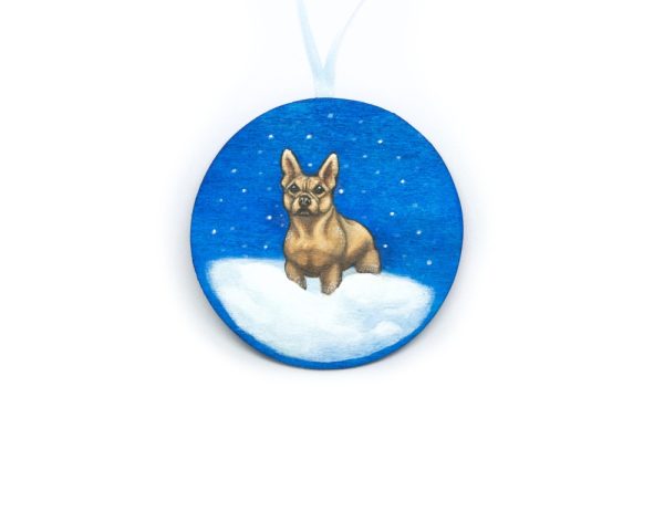 Product Image and Link for Brumblebark: A French Bulldog Painted Wood Christmas Ornament from the Compendium of Coruscant Canines