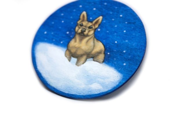 Product Image and Link for Brumblebark: A French Bulldog Painted Wood Christmas Ornament from the Compendium of Coruscant Canines