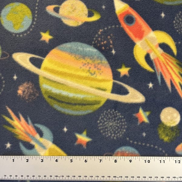 Product Image and Link for No Sew Anti-Pill Fleece Tie Blanket – 🚀 Spaceships & Planets Print w/ Grey Alloy ⚙️Solid Backing