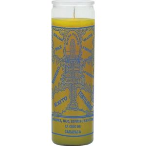 Product Image and Link for 7 Day Glass Spiritual Candle – Cross Of Caravaca (Yellow)