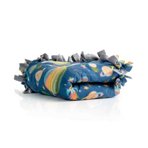 Product Image and Link for No Sew Anti-Pill Fleece Tie Blanket – 🚀 Spaceships & Planets Print w/ Grey Alloy ⚙️Solid Backing