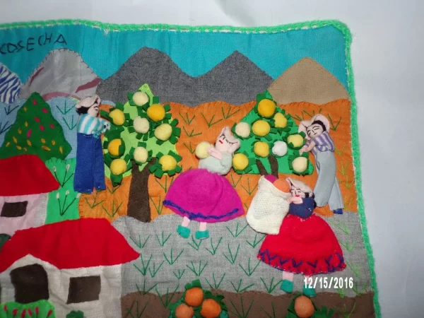 Product Image and Link for VINTAGE PERU FOLK ART3-D TEXTILE WALL HANGING COSECHA