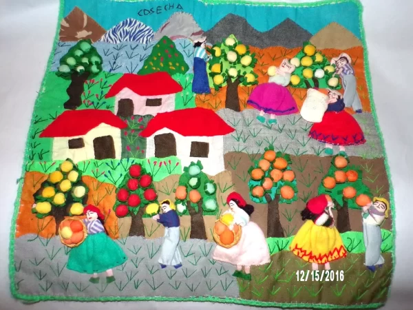 Product Image and Link for VINTAGE PERU FOLK ART3-D TEXTILE WALL HANGING COSECHA